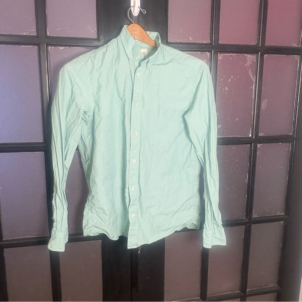 H&M LOGG Mint Green Button Down Shirt Men’s Medium Regular Fit